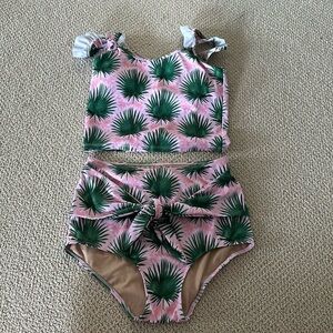 Kortni Jean small pink palm two piece bikini